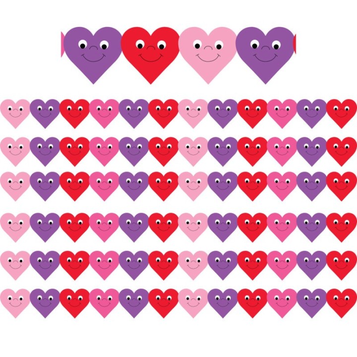 Hygloss® Happy Hearts Die-Cut Classroom Border, 36 Feet Per Pack, 6 Packs