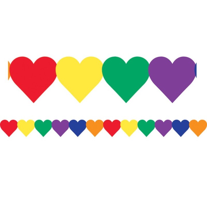 Hygloss® Multi-Color Hearts Border, 12 Strips/36 Feet