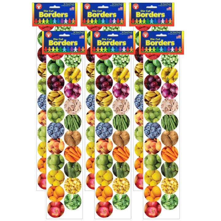 Hygloss® Fruits And Veggies Border, 36 Feet Per Pack, 6 Packs