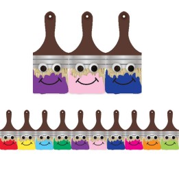 Hygloss® Happy Paintbrush Die Cut Classroom Border, 12 Strips/36 Feet