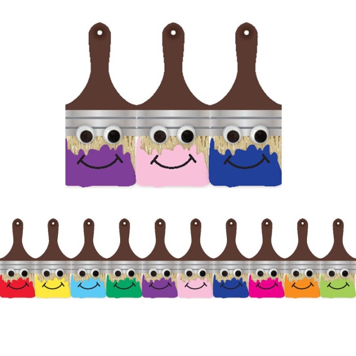 Hygloss® Happy Paintbrush Die Cut Classroom Border, 12 Strips/36 Feet