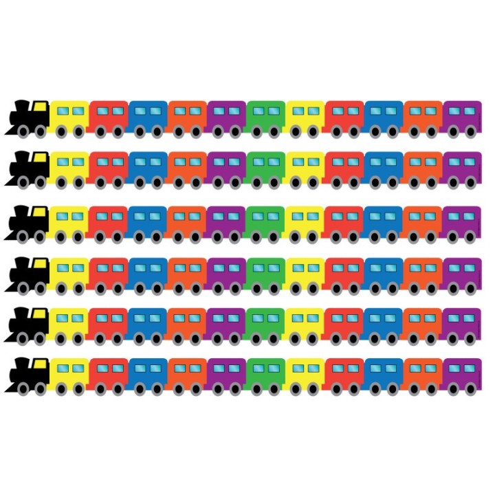 Hygloss® Train Die-Cut Border, 12 Strips/36 Feet Per Pack, 6 Packs