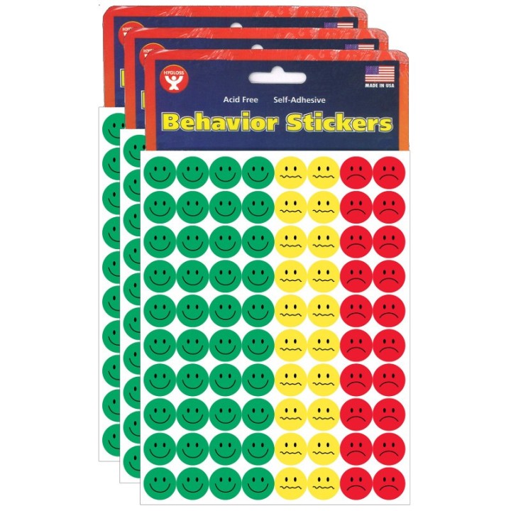 Hygloss® Behavior Stickers, 0.5", 1,200 Per Pack, 3 Packs