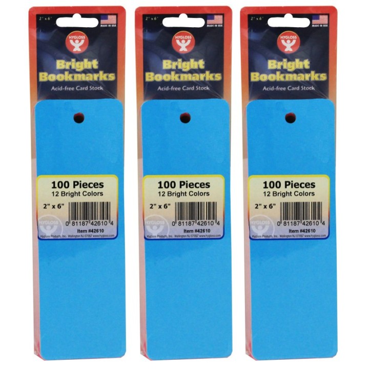 Hygloss® Mighty Bright™ Bookmarks, 100 Assorted Colors Per Pack, 3 Packs