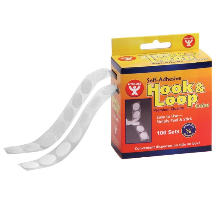 Hygloss® Self-Adhesive Hook & Loop Coins, 5/8", 100 Per Pack
