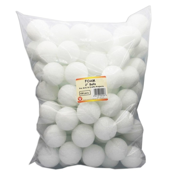 Hygloss® Craft Foam Balls, 2 Inch, White, Pack of 100