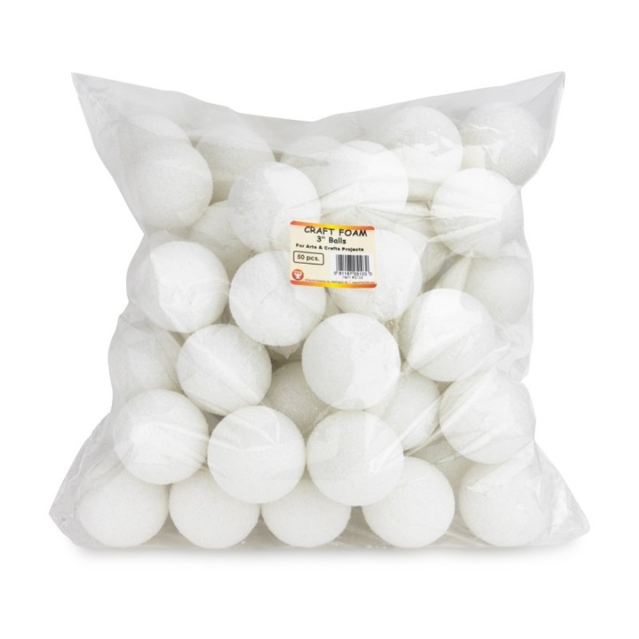 Hygloss® Craft Foam Balls, 3 Inch, White, Pack of 50