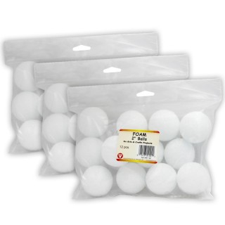 Hygloss® Craft Foam Balls, 2 Inch, White, 12 Per Pack, 3 Packs