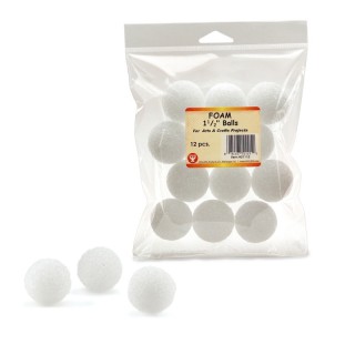Hygloss® Craft Foam Balls, 1-1/2 Inch, White, Pack of 12