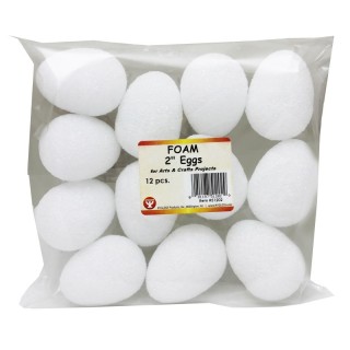 Hygloss® Craft Foam Eggs, 2 Inch, White, Pack of 12