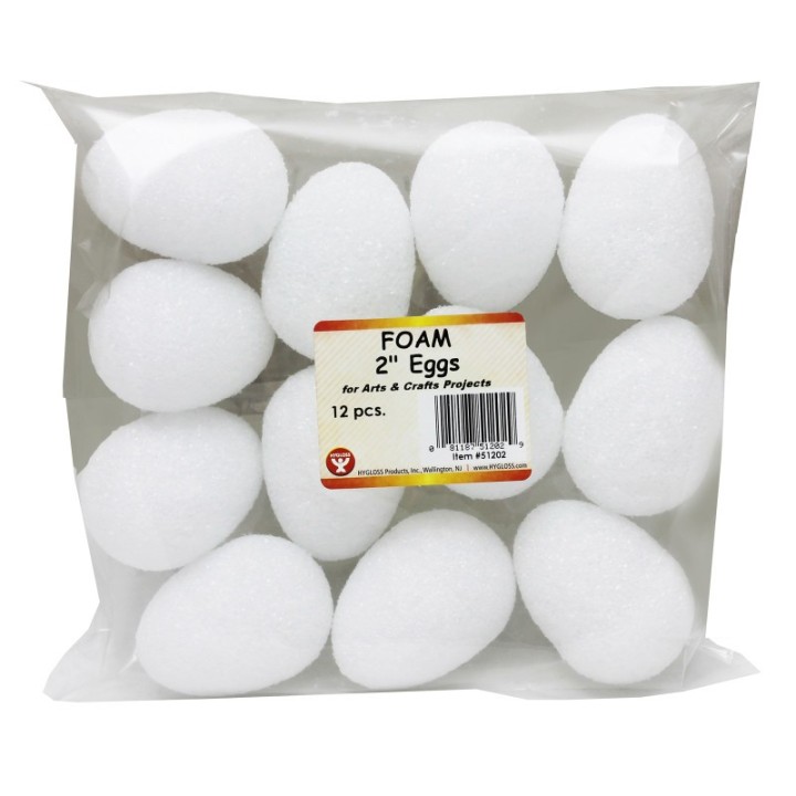 Hygloss® Craft Foam Eggs, 2 Inch, White, Pack of 12