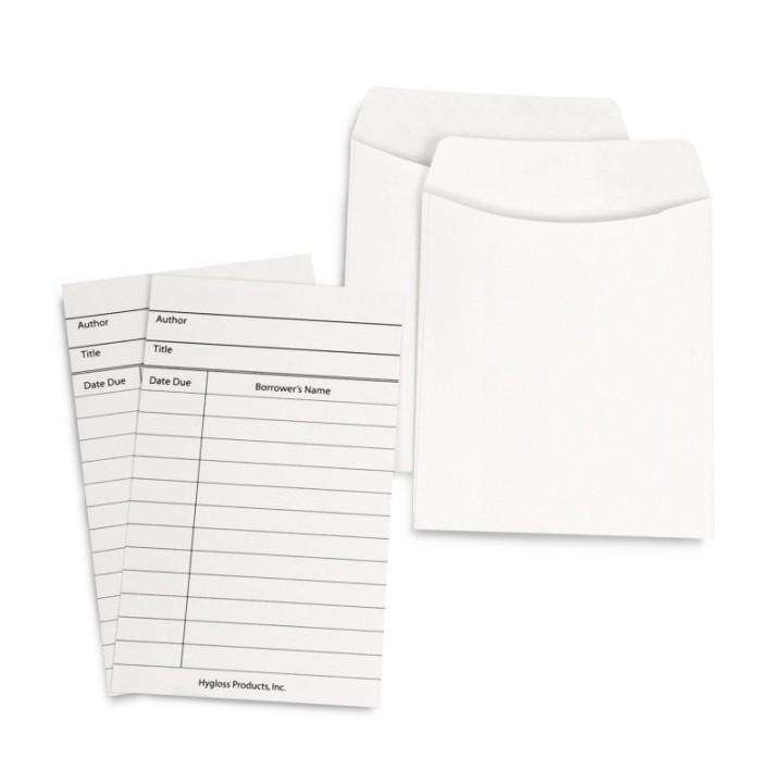 Hygloss® Library Cards & Non-Adhesive Pockets Combo, White, 150 Each/300 Pieces