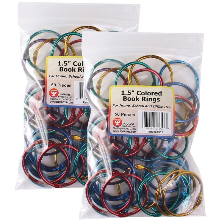Hygloss® Book Rings, 1-1/2 Inch, 50 Per Pack, 2 Packs