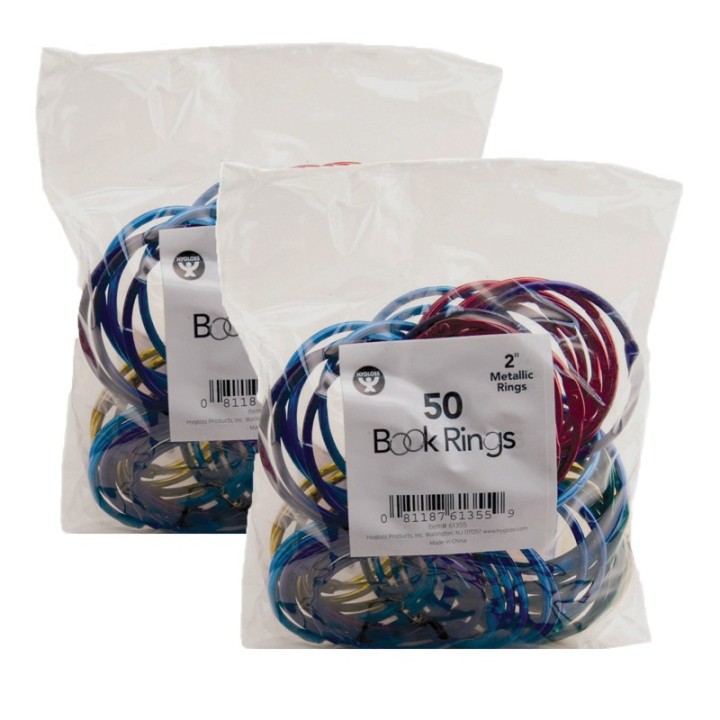 Hygloss® Book Rings, 2 Inch, 50 Per Pack, 2 Packs