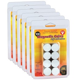 Hygloss® Self-Adhesive Magnetic Coins, 3/4-Inch, 100 Per Pack, 6 Packs