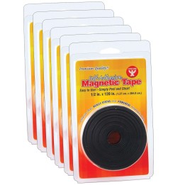 Hygloss® Self-Adhesive Magnetic Tape Roll, 1/2" x 120", Pack of 6