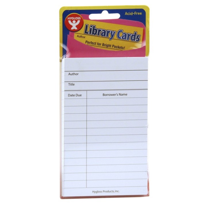 Hygloss® Bright Library Cards, White, Pack of 50