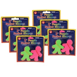 Hygloss® Pocket Shapes, 2" People, 100 Per Pack, 6 Packs