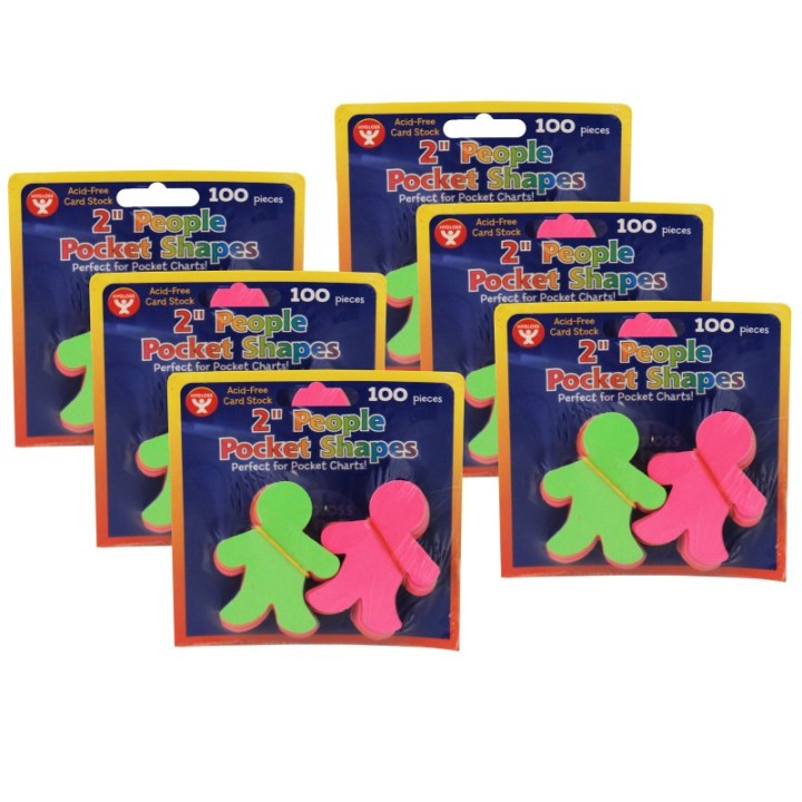 Hygloss® Pocket Shapes, 2" People, 100 Per Pack, 6 Packs