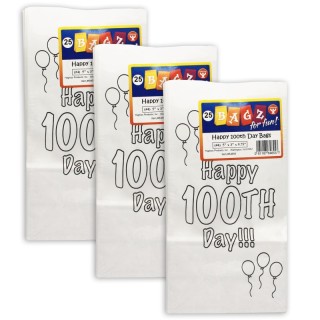 Hygloss® Happy 100th Day Paper Bags, 25 Per Pack, 3 Packs