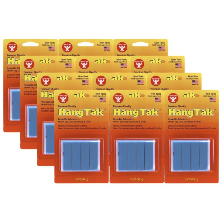Hygloss® HangTak™ Reusable Adhesive, Blue, 2 oz. Per Pack, 12 Packs