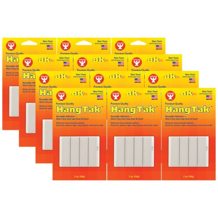 Hygloss® HangTak™ Reusable Adhesive, White, 2 oz. Per Pack, 12 Packs