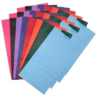 Hygloss® Gusseted Flat Bottom Paper Bags, Size #6, Bright Assorted Colors, 28 Per Pack, 3 Packs