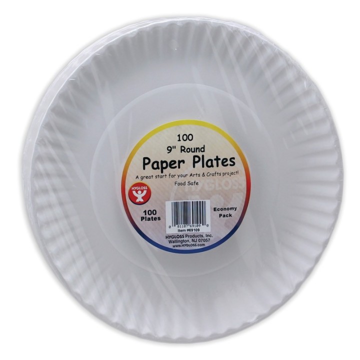 Hygloss® Paper Plates 9", White, Pack of 100