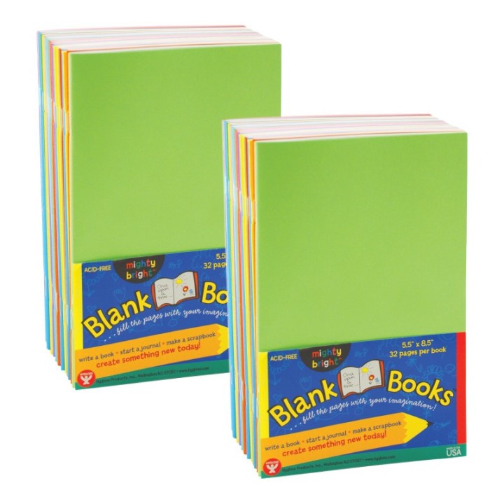 Hygloss® Blank Paperback Books, 5.5" x 8.5", Assorted Colors, 10 Per Pack, 2 Packs