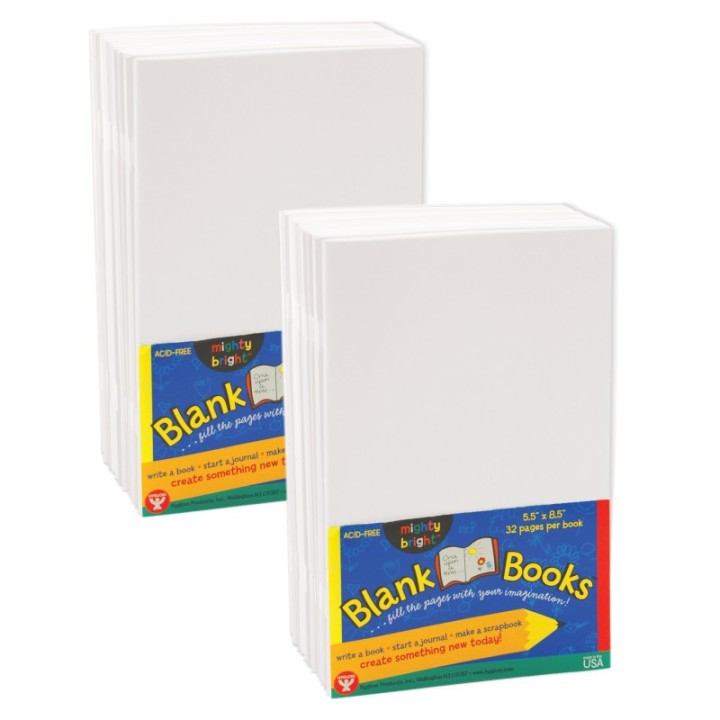 Hygloss® Blank Paperback Books, 5.5" x 8.5", White, 10 Per Pack, 2 Packs