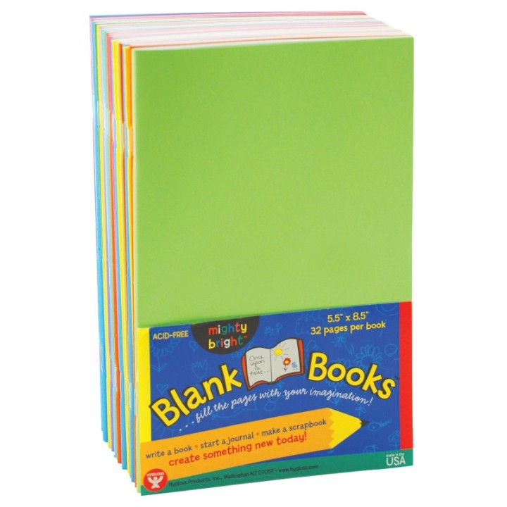 Hygloss® Blank Paperback Books, 5.5" x 8.5", Assorted Colors, Pack of 20