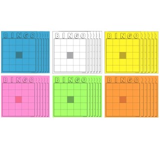 Hygloss® Blank Bingo Cards, Assorted Colors, 7-1/2" x 8-3/4", Pack of 36
