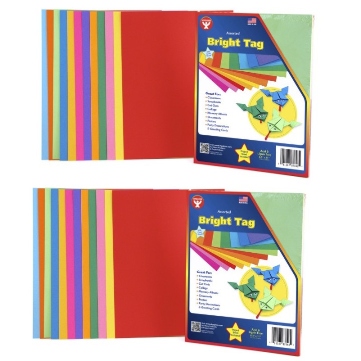 Hygloss® Bright Tag, 8.5" x 11", 48 Sheets Per Pack, 2 Packs