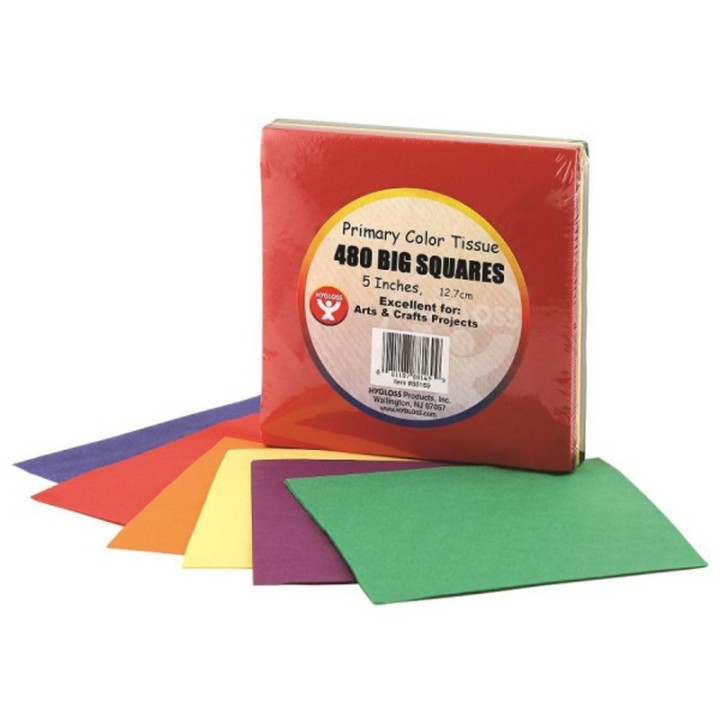 Hygloss® Tissue Squares, 5", Primary Colors, Pack of 480