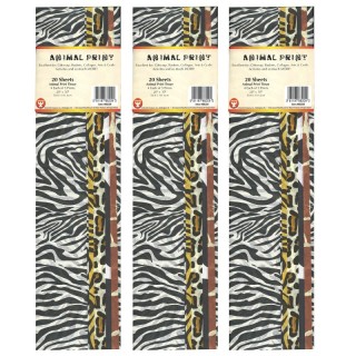 Hygloss® Tissue Paper, Animal Print Assortment, 20" x 30", 20 Sheets Per Pack, 3 Packs