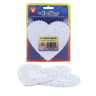Hygloss® Heart Doilies, White, 4", Pack of 100