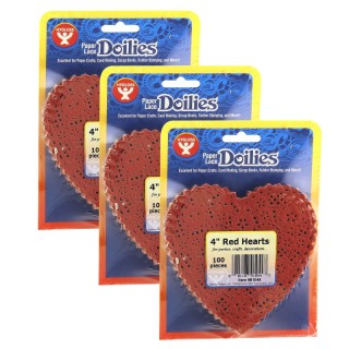 Hygloss® Heart Doilies, Red, 4", 100 Per Pack, 3 Packs