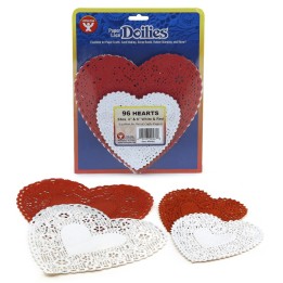 Hygloss® Doilies, White & Red Hearts, 4" & 6", Pack of 96