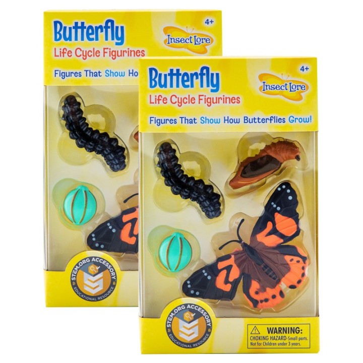 Insect Lore Butterfly Life Cycle Stages Figurines, 4 Per Set, 2 Sets