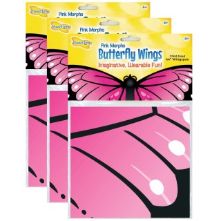 Insect Lore Dress-Up Morpho Butterfly Wings, Pink, Pack of 3