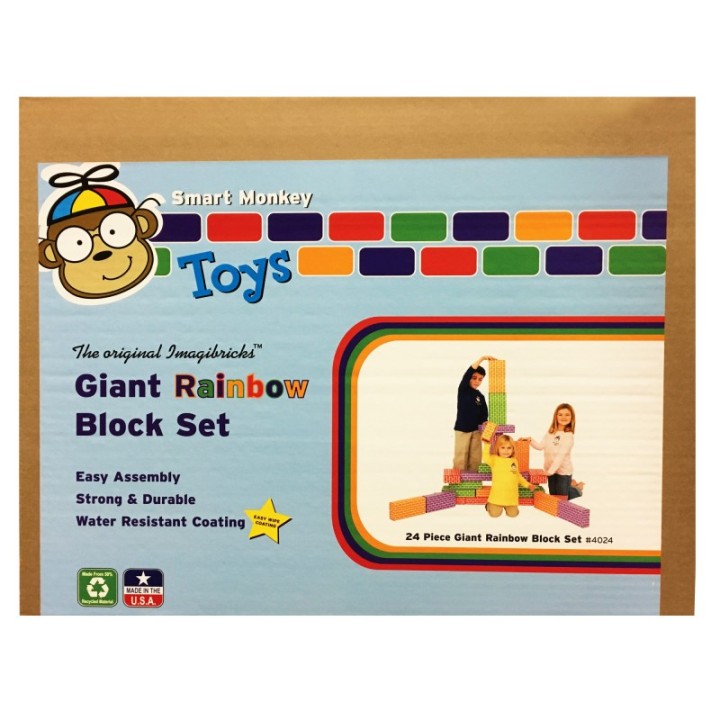 Smart Monkey Toys ImagiBRICKS™ Giant Rainbow Building Block Set, 24 Pieces
