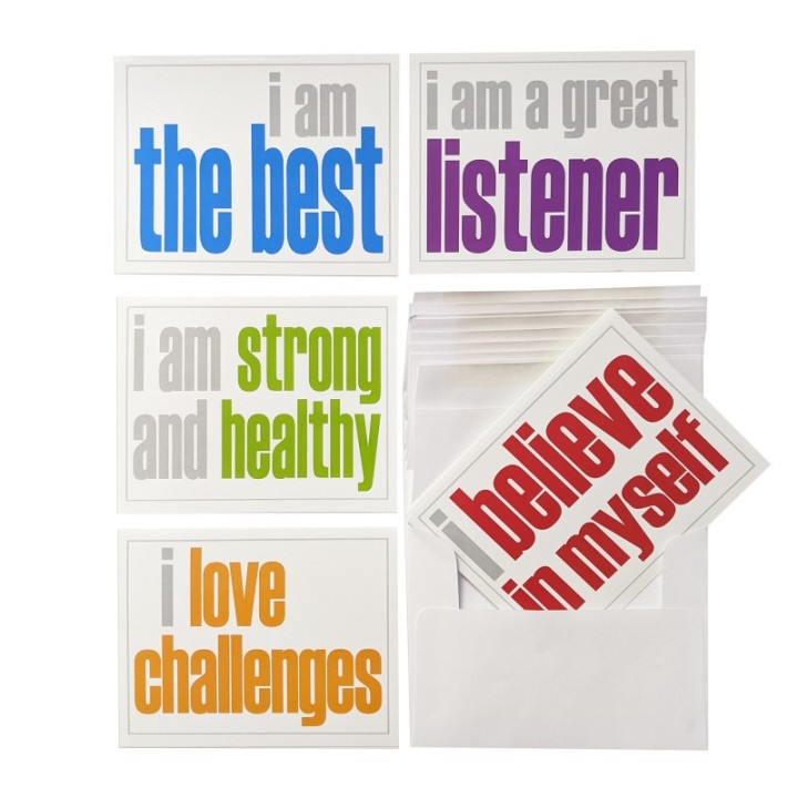 Inspired Minds Note Cards with Envelope, Positivity Booster Set, 2 Each of 5 Titles, Set of 10