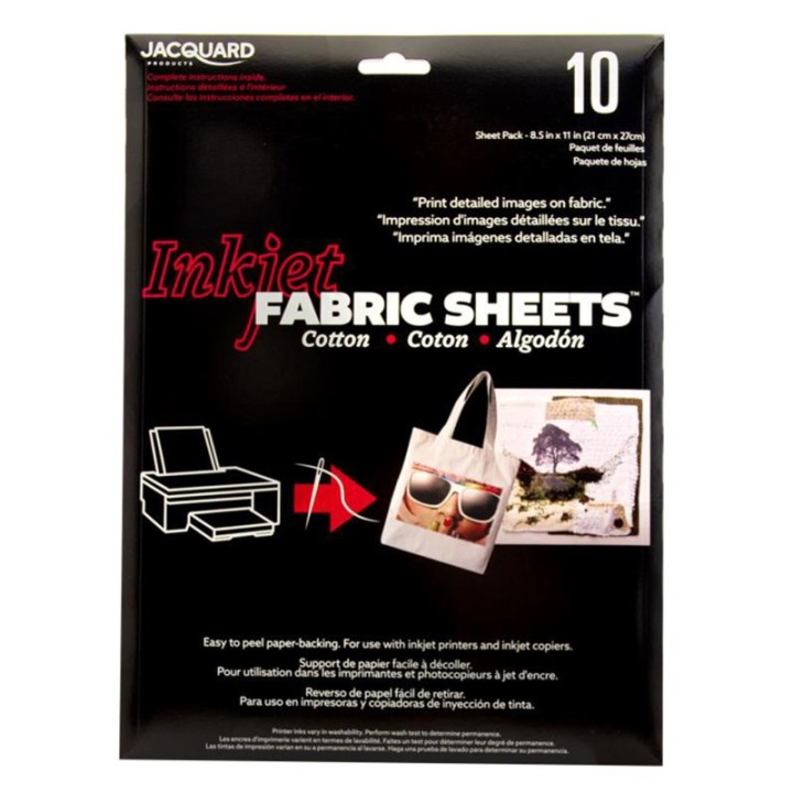 Jacquard Cotton Inkjet Printable Fabric Sheets, 8.5" x 11", Pack of 10