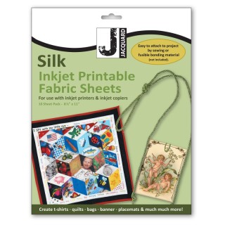 Jacquard Silk Inkjet Printable Fabric Sheets, 8.5" x 11", Pack of 10