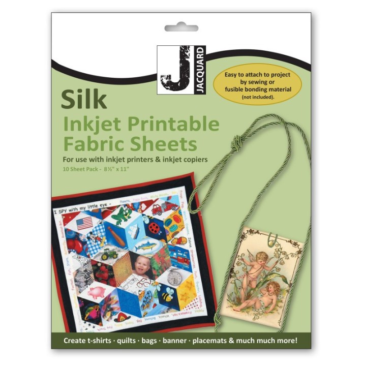 Jacquard Silk Inkjet Printable Fabric Sheets, 8.5" x 11", Pack of 10