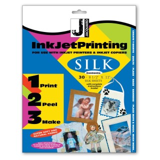Jacquard Silk Inkjet Printable Fabric Sheets, 8.5" x 11", Pack of 30