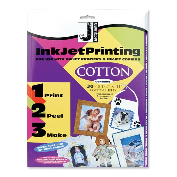 Jacquard Cotton Inkjet Printable Fabric Sheets, 8.5" x 11", Pack of 30