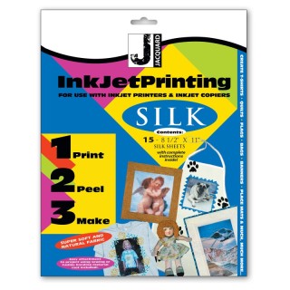 Jacquard Silk Inkjet Printable Fabric Sheets, 8.5" x 11", Pack of 15