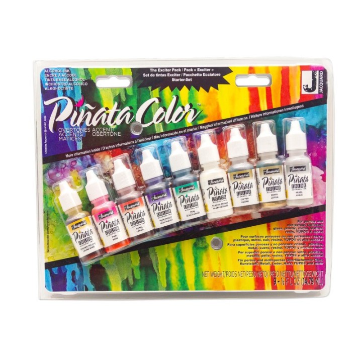 Jacquard Piñata Colors Alcohol Ink, Overtones Exciter Pack, Set of 9