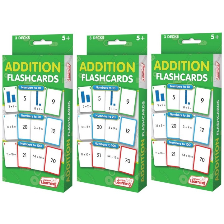 Junior Learning® Addition Flashcards, 3 Sets Per Pack, 3 Packs